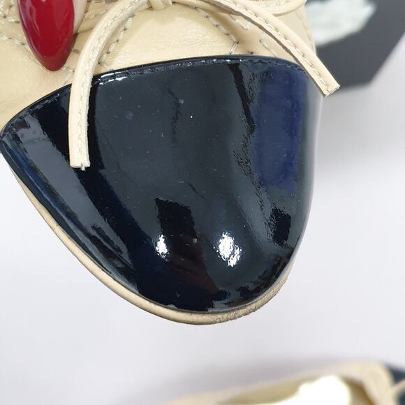 Chanel Lambskin Patent Double Stitched CC Cap Toe Ballerina Flats Sz.39.5 - Picture 7 of 7